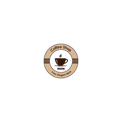 Coffee shop logo, circular sticker or label vector graphics