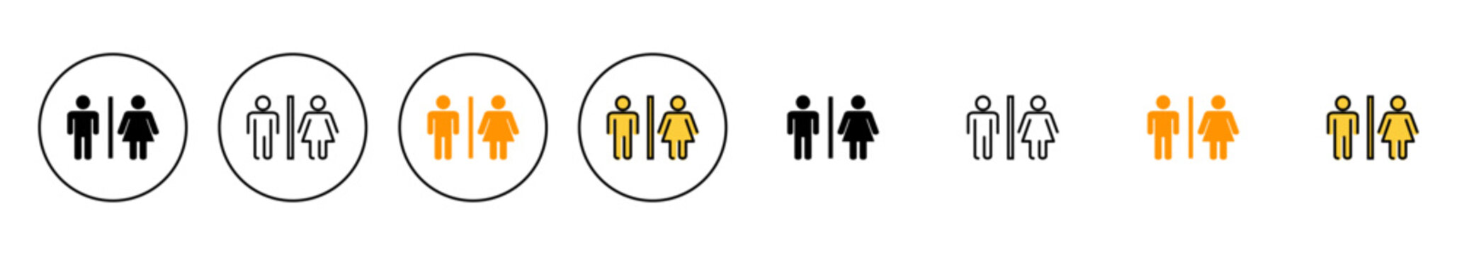 Toilet icon set vector. Girls and boys restrooms sign and symbol. bathroom sign. wc, lavatory