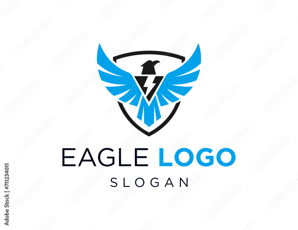 Poster the logo design is about eagle and was created using the corel draw 2018 application with a white ba