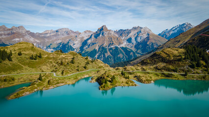 Szwajcaria.Jezioro z widokiem na Alpy - obrazy, fototapety, plakaty