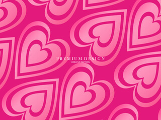 Pink heart background with modern concept. Romantic cute background.