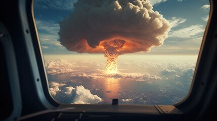 Nuclear explosion seen from the cockpit of an airplane