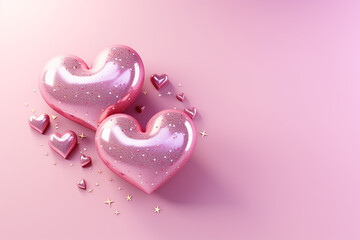 illustration  of pink hearts on pink background