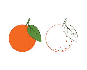 Orange coloring book. Children s coloring book with an image of an orange. A ripe orange. A tropical fruit. Vector illustration