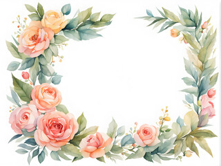 Fototapeta na wymiar watercolor-illustration-by-featuring-a-minimalist-style-floral-frame