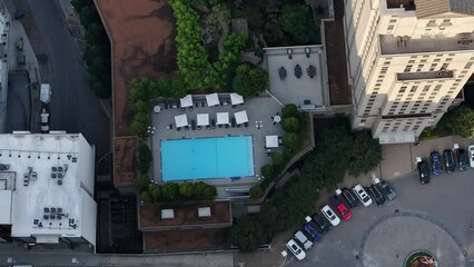 Aerial view of modern luxury apartments with swimming pools, Buckhead, Georgia, USA