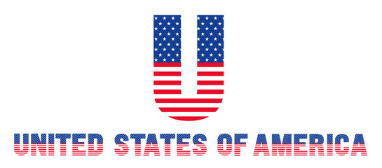 USA flag flat style united states of America alphabet letter font design set. alphabet typography American Flag style.  4th Of July USA independence and memorial day united states of America flag font