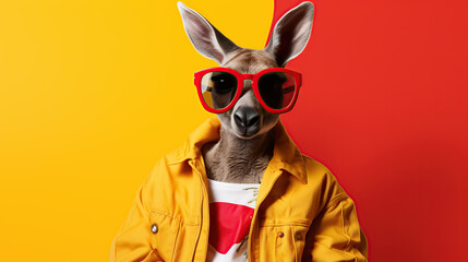 kangaroo wearing  sunglasses
 - obrazy, fototapety, plakaty
