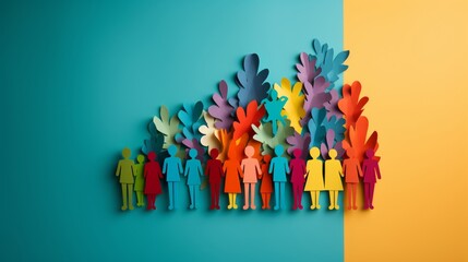 Concept of community support and inclusivity shown through colorful paper cutouts