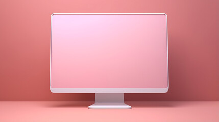 3d minimal desktop with blank screen mockup empty screen