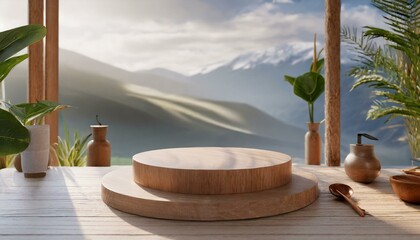 Sculpted Simplicity: 3D Wood Podium for Contemporary Product Presentation