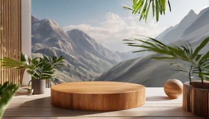 Fototapeta premium Clean Lines, Modern Shine: 3D Wood Scene for Product Presentation