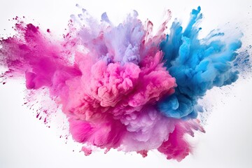 Fototapeta premium Colorful powder explodes white background