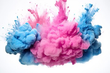 Fototapeta premium Colorful powder explodes white background