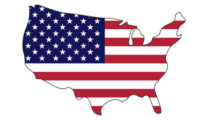 American flag on USA map vector illustration