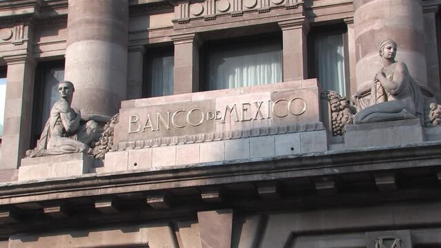Entrance of Banco de Mexico, Banco Central in Ciudad de Mexico