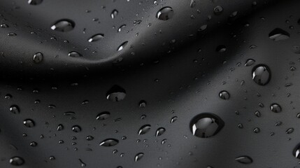 Waterproof black tablecloth with water drops - obrazy, fototapety, plakaty