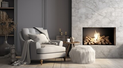 modern gray home background illustration cozy elegant, contemporary stylish, serene sophisticated modern gray home background