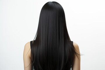 Rear view of woman with healthy and shiny black long hair, hair dye advertising, salon advertising, hair salon advertising wallpaper, hair color swatch, hair design