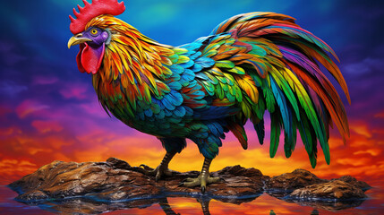 Fototapeta premium rooster in the grass