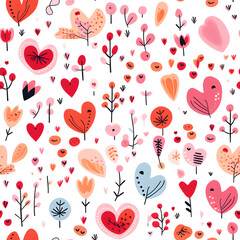 Fototapeta na wymiar seamless pattern with hearts and flowers ,Ai generative