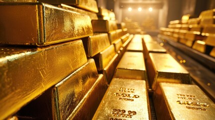 The gold bars are in the bank's vault - obrazy, fototapety, plakaty