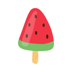 Ice cream popsicle hand drawn vector illustration isolated on white background. Watermelon ice cream clip art.