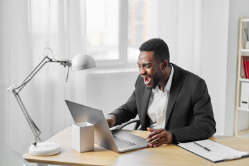 man career african job freelancer online laptop student computer american education office