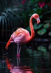 Pink flamingos in their natural habitat