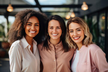 Obraz premium Three Women Smiling Together