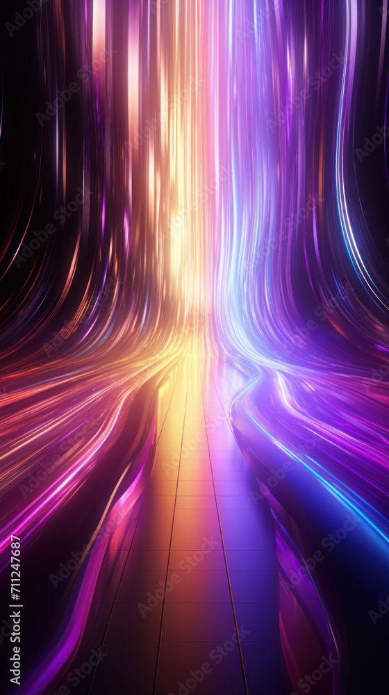 Poster abstract background with colorful glowing neon moving high speed line and wave and bokeh lights hori