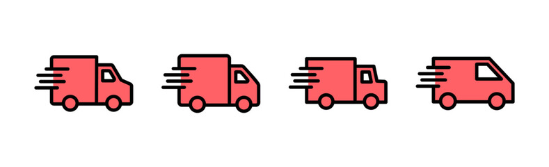 Delivery truck icon set illustration. Delivery truck sign and symbol. Shipping fast delivery icon