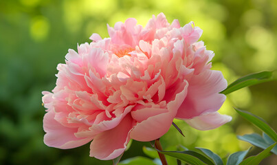 Fototapeta premium Pink Peony Flower Head Full Bloom, Generative AI