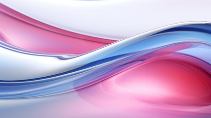 Abstract background with pink and blue glass waves on white background