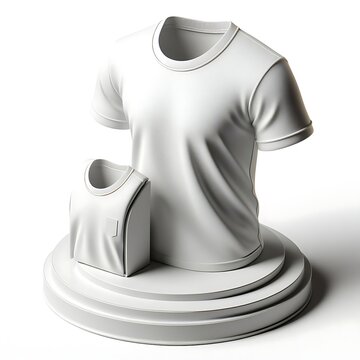 3D Empty white t-shirts on isolated white background, for Mock up logo or design.