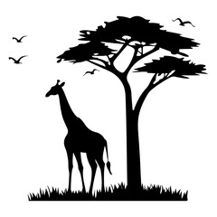 Giraffe black silhouette logo svg vector, Giraffe icon illustration.