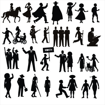 black history month silhouettes , black history month women silhouettes , black history month family silhouette ,black history month illustration
