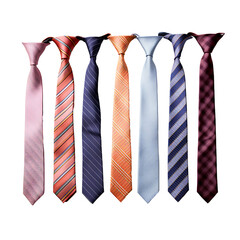 Set of colorful neckties on transparent background PNG