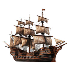 pirate ship on transparent background PNG. 