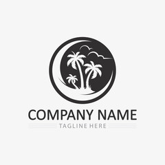 Palm tree summer logo template