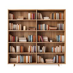 Bookshelf on PNG transparent background for home or library decoration.