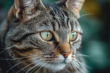 a close up of a cat with a blurry background 