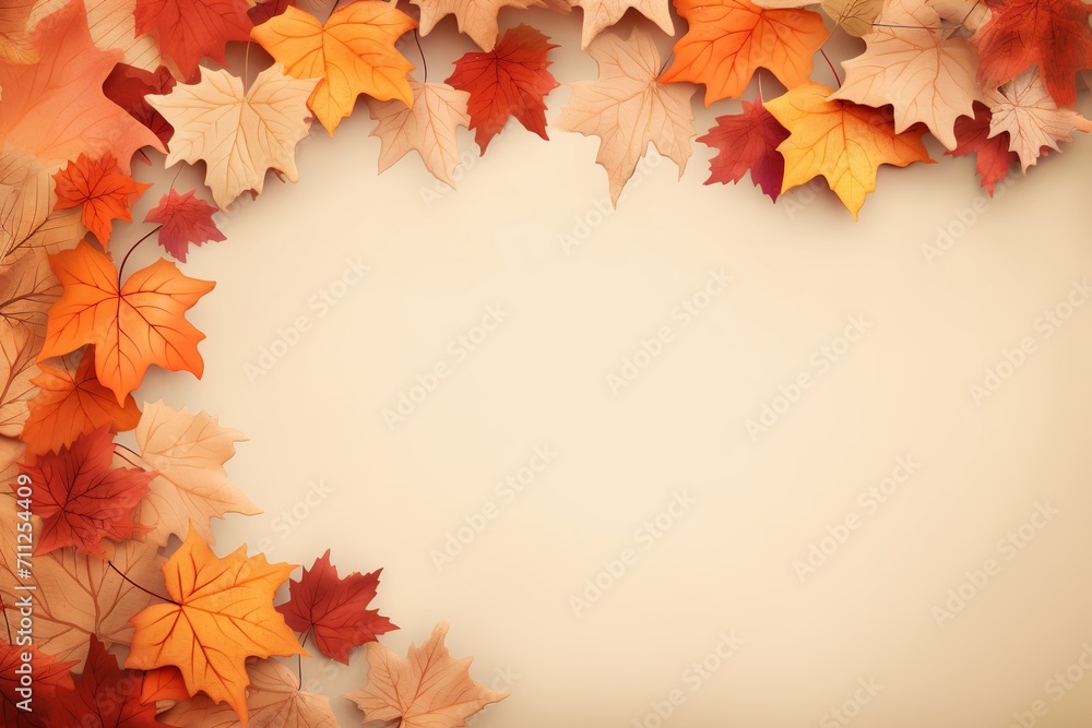 Canvas Prints abstract autumn frame background with colorful maple leaves and copy space