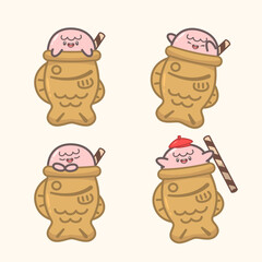 Cute Taiyaki Cartoon Character