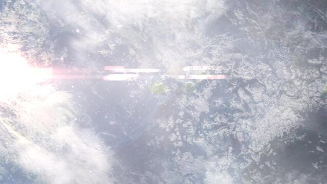 Zoom in from space and focus on Suva, Fiji. 3D Animation. Background for travel intro. Elements of this image furnished by NASA.