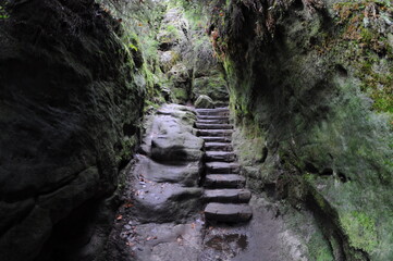 Felsen und Wege im Gestein im Elbsandsteingebirge - Schwedenlöcher