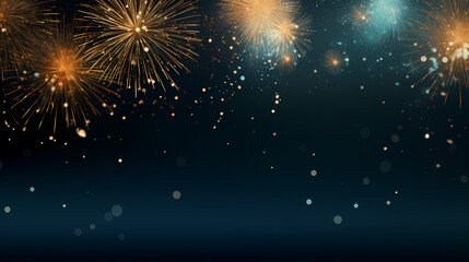 Naklejka premium Happy New Year, burning fireworks with bokeh light background