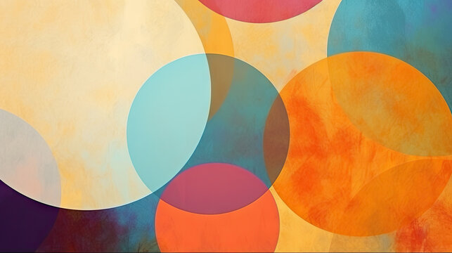 retro colorful  circles abstract art, balls in vintage abstract background, multi color circle grunge texture and geometric pattern