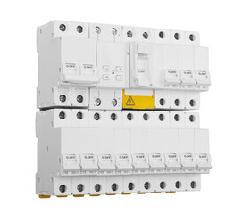 Automatic circuit breakers, isolated on a white background