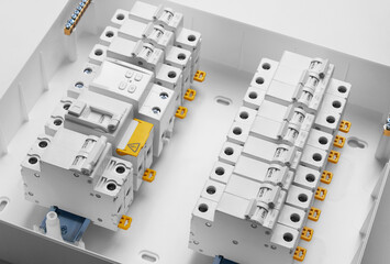 Automatic circuit breakers, isolated on a white background